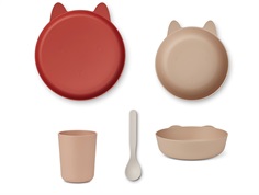Liewood rabbit dusty coral multi mix tableware Paul (4-pack)